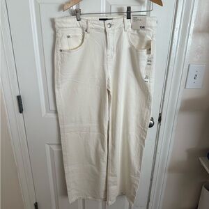Lightweight White/Cream Wide Leg Jeans